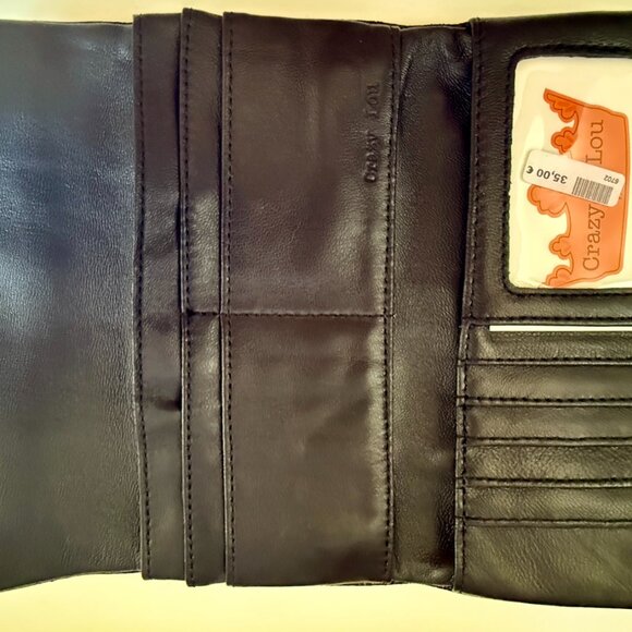 Crazy Lou Paris Wallet Shiny Dark Brown - Picture 3 of 6